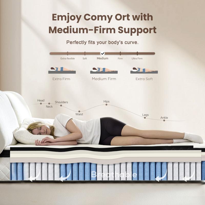 🎉Early winter clearance sale!🛏️Mattress 10-12 Inch Hybrid Mattresses in a Box